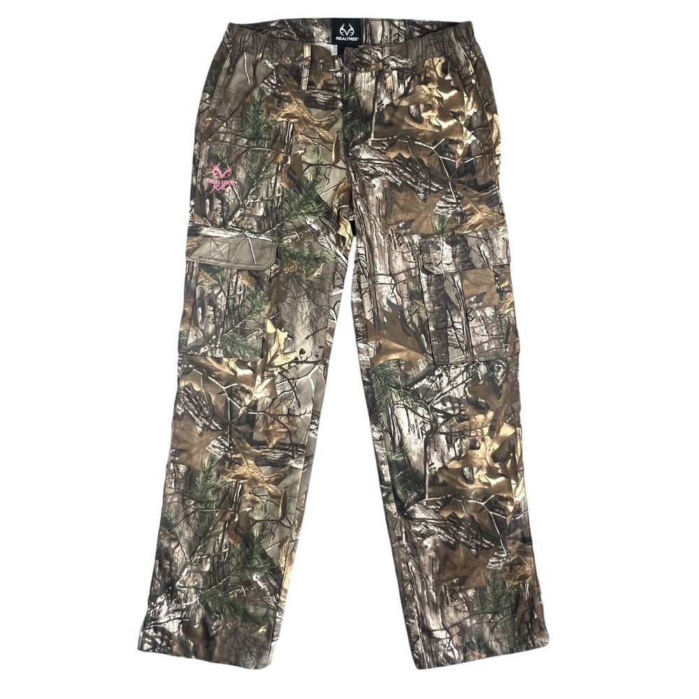 Realtree Girl Ladies Camo Cargo Hunting Pants Size M Realtree Xtra Drawcord Leg